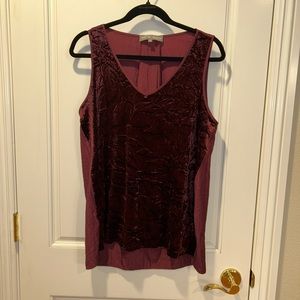 Lola & Sophie New York Black Burgundy Crushed Velvet Tank Top Size Large
